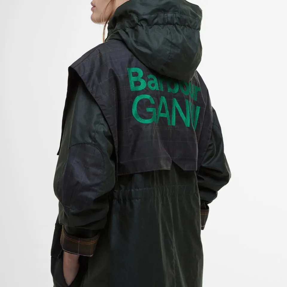 Jackets|Coats|Ganni Barbour x Waxed Cotton Parka - UK 12