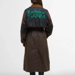 Jackets|Coats|Barbour x GANNI Waxed-Cotton Trench Coat - UK 10