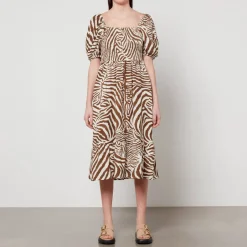 Dresses|Dresses|Calvin Klein Barbour X House of Hackney Martello Zebra-Print Lyocell Dress - UK 8