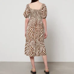 Dresses|Dresses|Calvin Klein Barbour X House of Hackney Martello Zebra-Print Lyocell Dress - UK 8