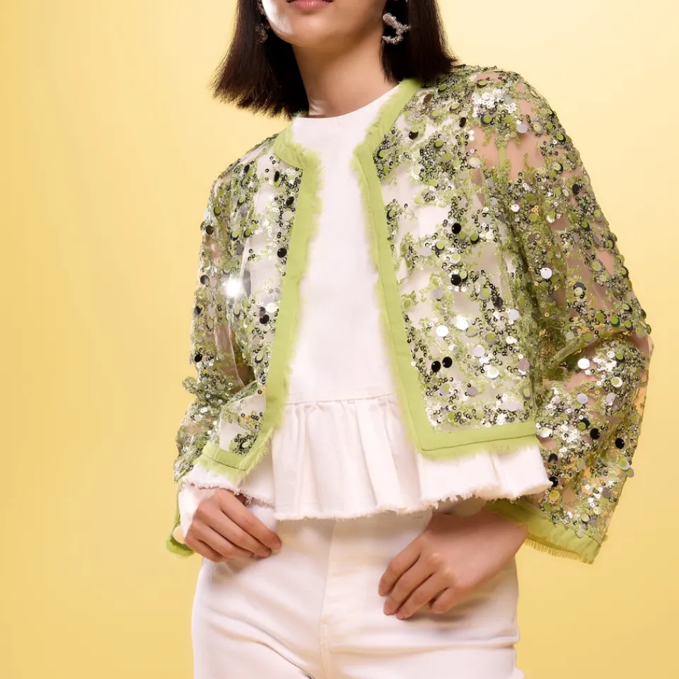 Jackets|Coats|Baum Und Pferdgarten Bethina Sequinned Mesh Cardigan - EU 36/UK 8