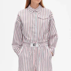 Co-Ord Sets|T-Shirts And Tops|Ganni Baum Und Pferdgarten Bryce Striped Cotton-Poplin Shirt - EU 34/UK 6