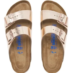 Sandals & Slides|Sandals|Dr. Martens Birkenstock Women's Arizona Slim Fit Leather Double Strap Sandals - Metallic Copper - EU 36/UK 3.5
