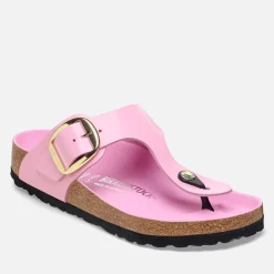 Sandals & Slides|Sandals|Dr. Martens Birkenstock Women's Gizeh Big Buckle Patent-Leather Sandals - UK 4.5