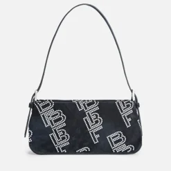 Bags|BY FAR Dulce Crystal Monogram Suede Shoulder Bag