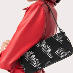 Bags|BY FAR Dulce Crystal Monogram Suede Shoulder Bag