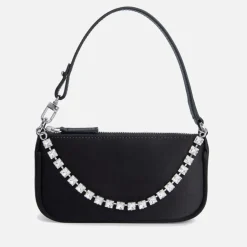 Bags|BY FAR Mini Rachel Satin and Rhinestone Chain Bag
