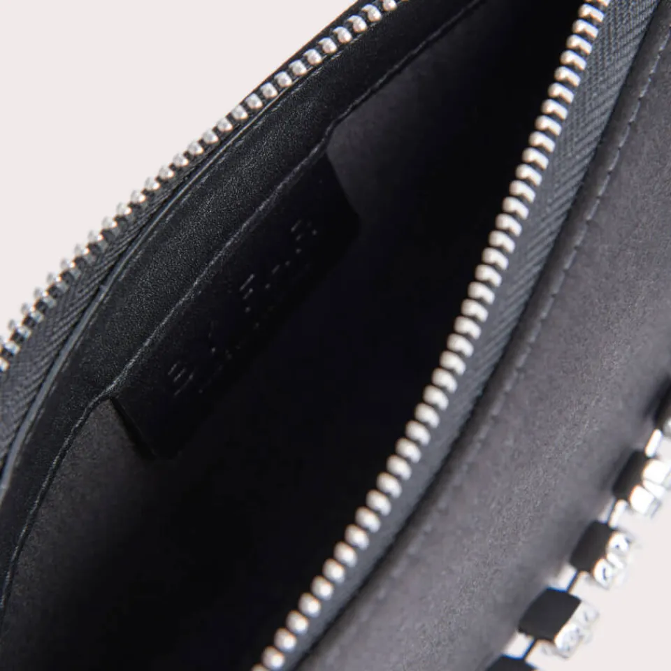 Bags|BY FAR Mini Rachel Satin and Rhinestone Chain Bag