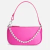 Bags|BY FAR Mini Rachel Satin and Rhinestone Chain Bag