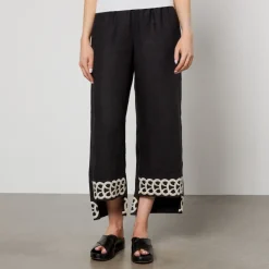 Trousers|Co-Ord Sets|Dr. Martens By Malene Birger Mirabellos Embroidered Linen Trousers - DK 34/UK 6