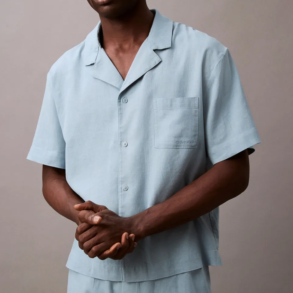 Loungewear|Calvin Klein Linen-Blend Sleep Shirt - M