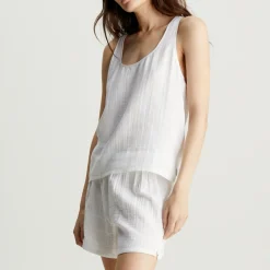 Loungewear|ïn home Calvin Klein Textured Cotton-Gauze Sleeveless Short Set - S
