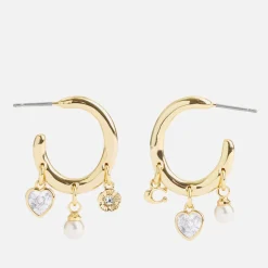 Jewellery|Dr. Martens Coach Charm Embellished Pendant Gold-Tone Hoop Earrings