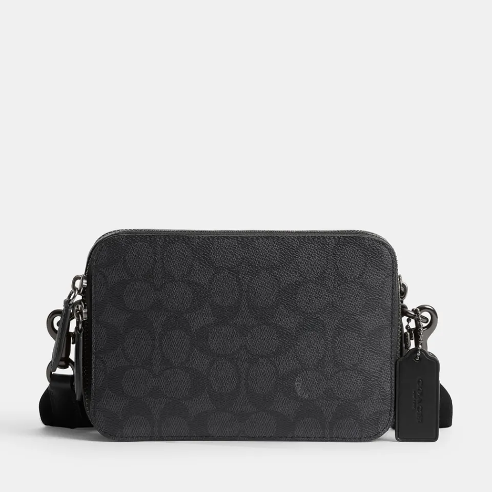 Bags|Holiday Bags|AMI Coach Charter 19 Signature Coated-Canvas and Leather Crossbody Bag