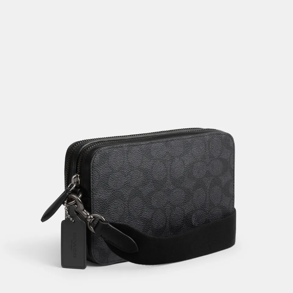 Bags|Holiday Bags|AMI Coach Charter 19 Signature Coated-Canvas and Leather Crossbody Bag