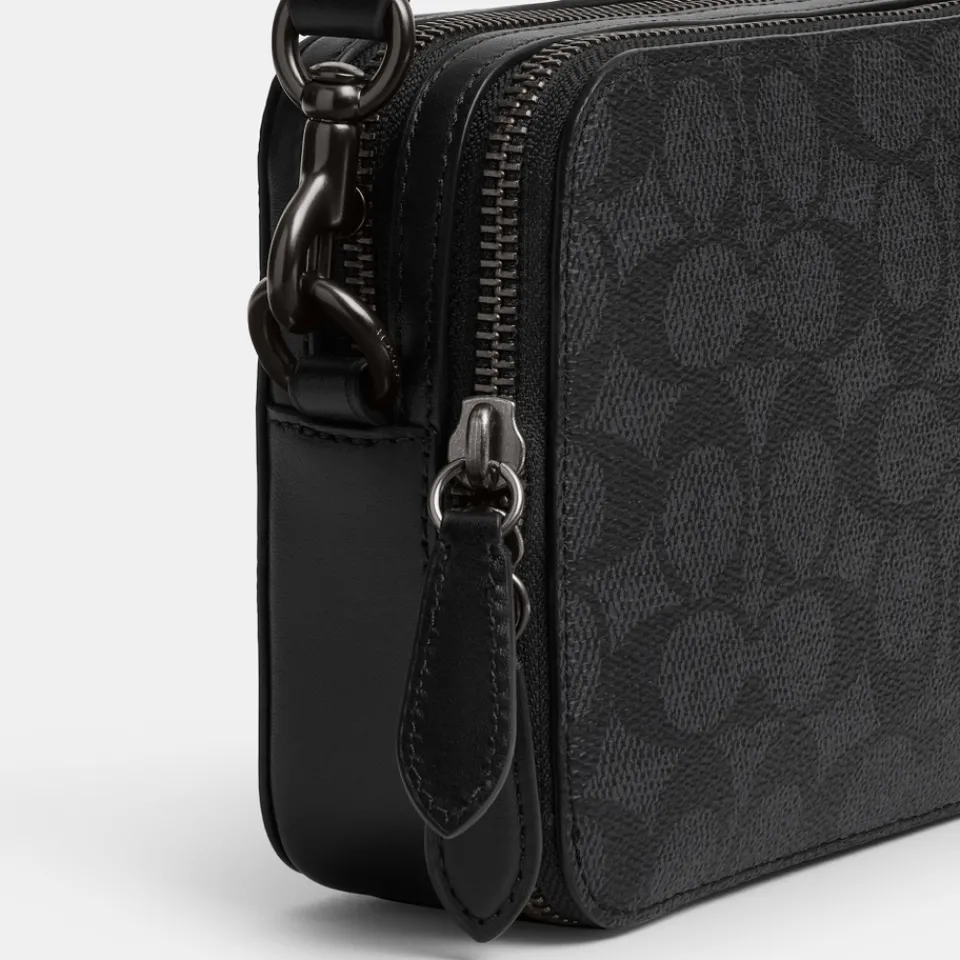 Bags|Holiday Bags|AMI Coach Charter 19 Signature Coated-Canvas and Leather Crossbody Bag