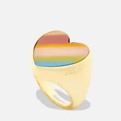 Jewellery|Coach -ella Rainbow Gold-Tone Signet Ring