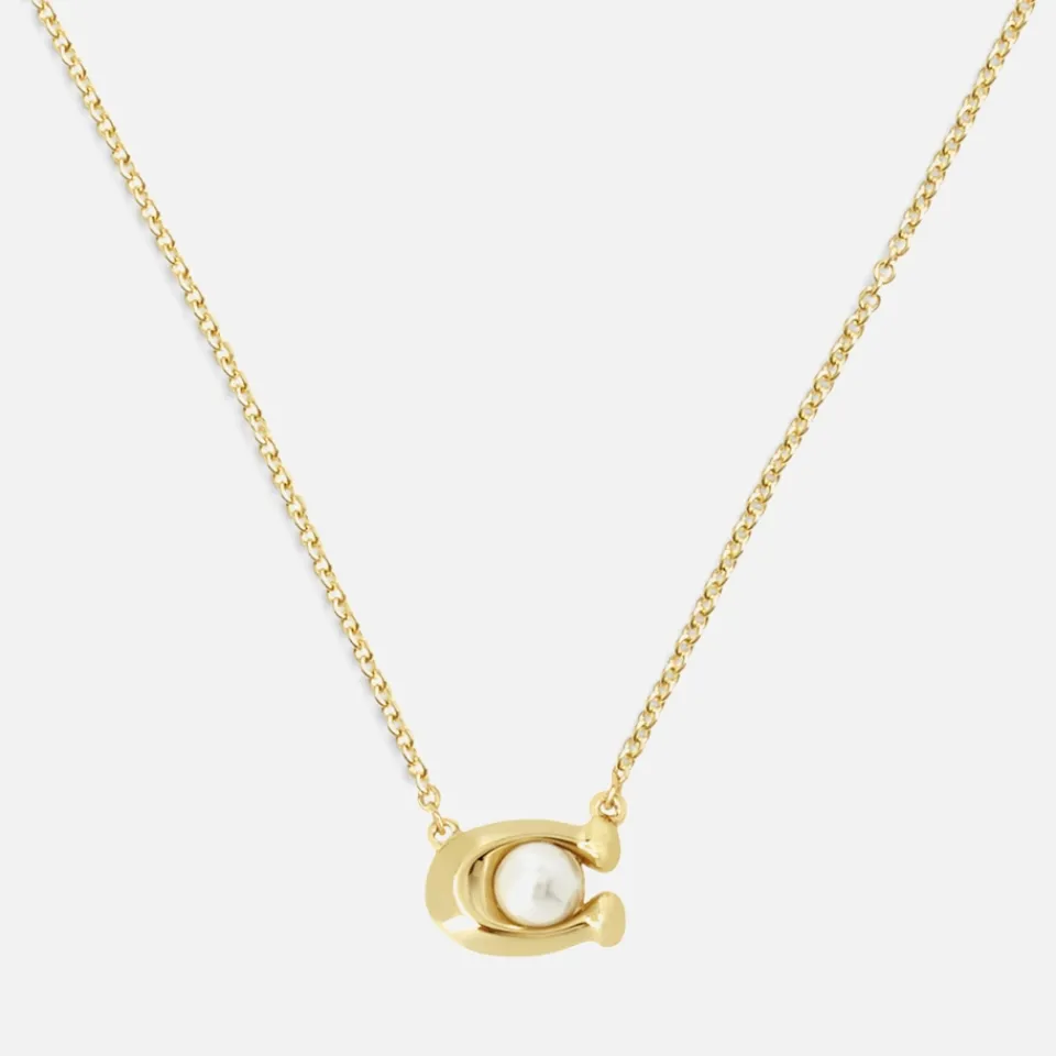 Jewellery|Coach Earrings & Necklace C Gold-Tone Faux Pearl Set
