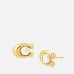 Jewellery|Coach Earrings & Necklace C Gold-Tone Faux Pearl Set