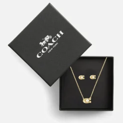 Jewellery|Coach Earrings & Necklace C Gold-Tone Faux Pearl Set