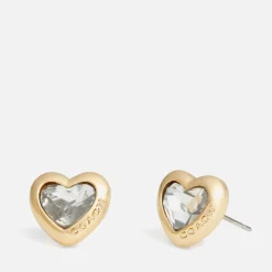 Jewellery|Coach Heart Gold-Tone Stud Earrings