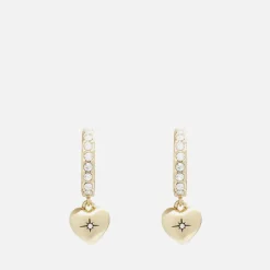 Jewellery|Ganni Coach Heart Pavé Gold-Tone Huggie Earrings