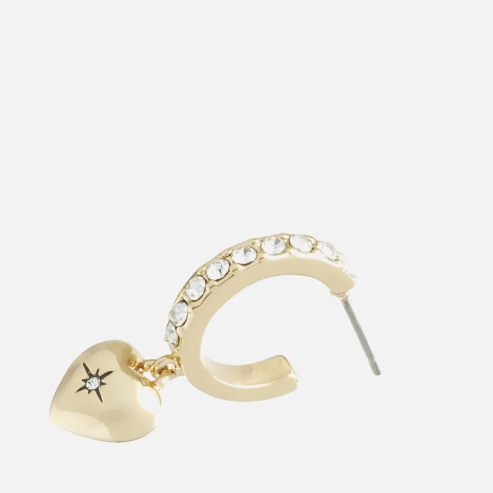 Jewellery|Ganni Coach Heart Pavé Gold-Tone Huggie Earrings
