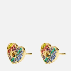 Jewellery|Dr. Martens Coach Pave Heart Gold-Plated Crystals Stud Earrings