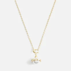 Jewellery|Coach Pearl Orb Short Gold-Tone Pendant Necklace