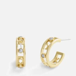 Jewellery|Hunza G Coach Signature C Gold-Toned Open Hoop Earrings