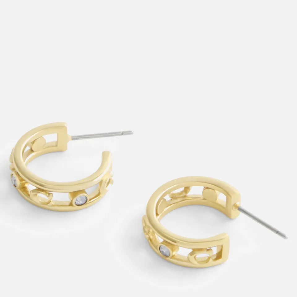 Jewellery|Hunza G Coach Signature C Gold-Toned Open Hoop Earrings