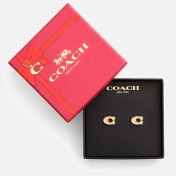 Jewellery|Dr. Martens Coach Signature Pavé C Gold-Tone Stud Earrings