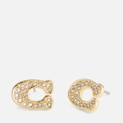 Jewellery|Dr. Martens Coach Signature Pavé C Gold-Tone Stud Earrings
