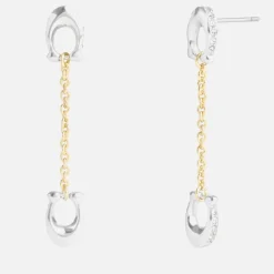 Jewellery|Dr. Martens Coach Signature Pavé C Linear Silver & Gold-Tone Earrings