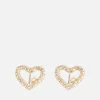 Jewellery|Coach Signature Silver-Tone Pavé Heart Stud Earrings