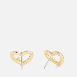 Jewellery|Coach Signature Silver-Tone Pavé Heart Stud Earrings