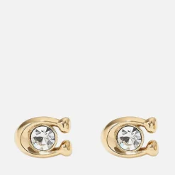 Jewellery|Coach Signature Stone Gold-Tone and Crystal Earrings