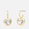 Jewellery|Dr. Martens Coach Women's Heart Gold Tone Charm Huggie Earrings - Gold/Clear