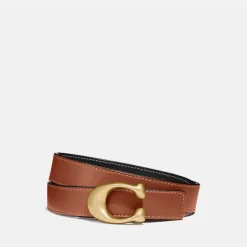 Belts|Coach Women's 25Mm Sculpted C Reversible Belt - Black 1941 Saddle