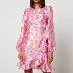 Dresses|Dresses|Cras Linda Printed Satin-Crepe Wrap Dress - EU 38/UK 12