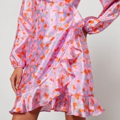 Dresses|Dresses|Cras Linda Printed Satin-Crepe Wrap Dress - EU 38/UK 12