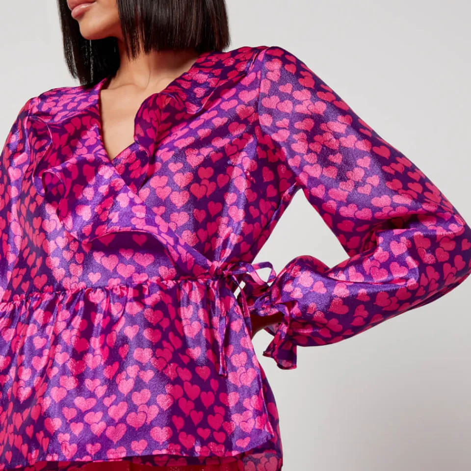 T-Shirts And Tops|Shirts And Blouses|Dr. Martens CRAS Monin Heart Print Satin Shirt - EU 34/UK 6