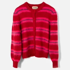 Knitwear|Damson Madder Cece Intarsia-Striped Knit Cardigan - UK 16