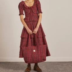 Holiday Bags|Bags|Damson Madder Checked Cotton Reversible Tote Bag