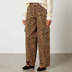 Jeans|Dr. Martens Damson Madder Dion Leopard-Print Cargo Wide-Leg Jeans - UK 8