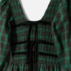 Dresses|Dresses|Damson Madder Elle Checked Cotton Midi Dress - UK 6