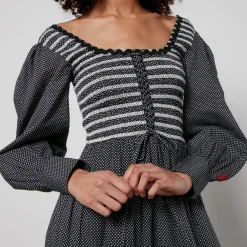 Dresses|Dresses|Dr. Martens Damson Madder Hermione Shirred Polka Dot Poplin Midi Dres - UK 6