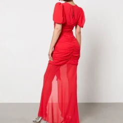 Dresses|Dresses|De La Vali Ruched Chiffon Maxi Dress - UK 8