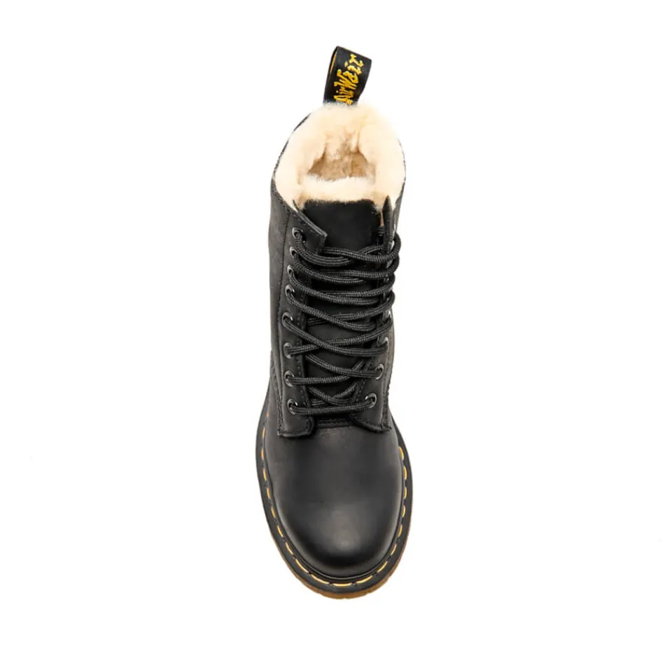 Boots|Dr. Martens Women's 1460 Serena Leather/Fur Lined 8-Eye Boots - Black