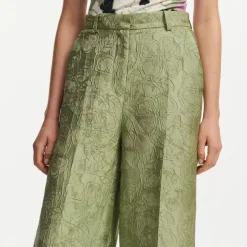 Trousers|Kitri Essentiel Antwerp Fling Floral-Brocade Wide-Leg Pants - UK 8